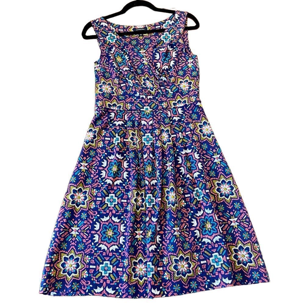 Lands' End Floral Patterned Dress - Blue and Purple